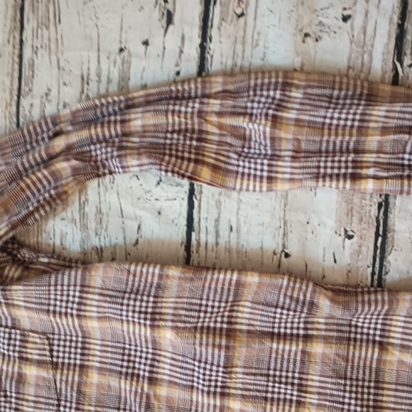 Gramicci Brown Yellow Plaid Cotton Long Sleeve Button Up Shirt M - Picture 2 of 8